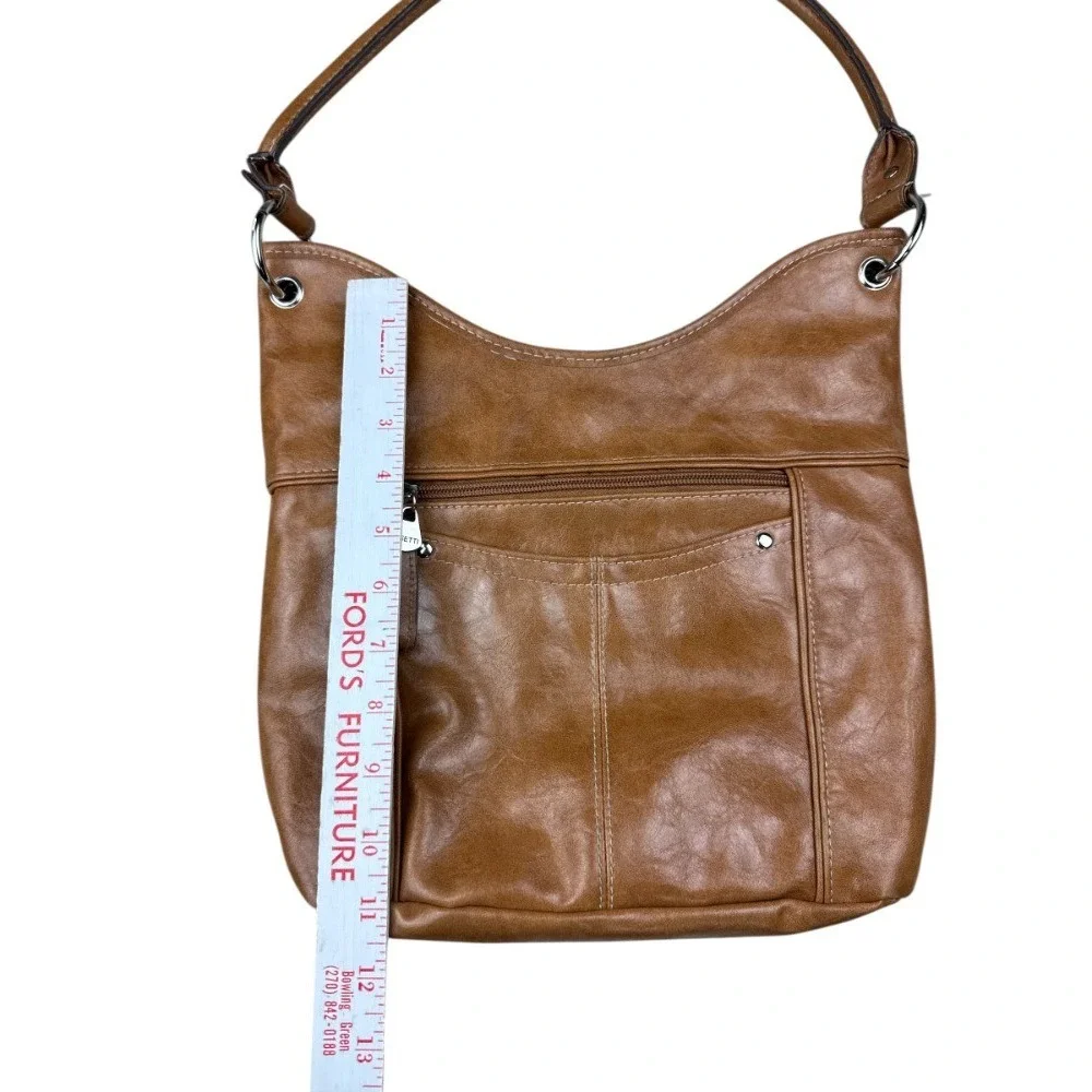 Rosetti Tip Top Brown Sugar Vegan Leather Hobo Shoulder Bag Purse Pockets Boho